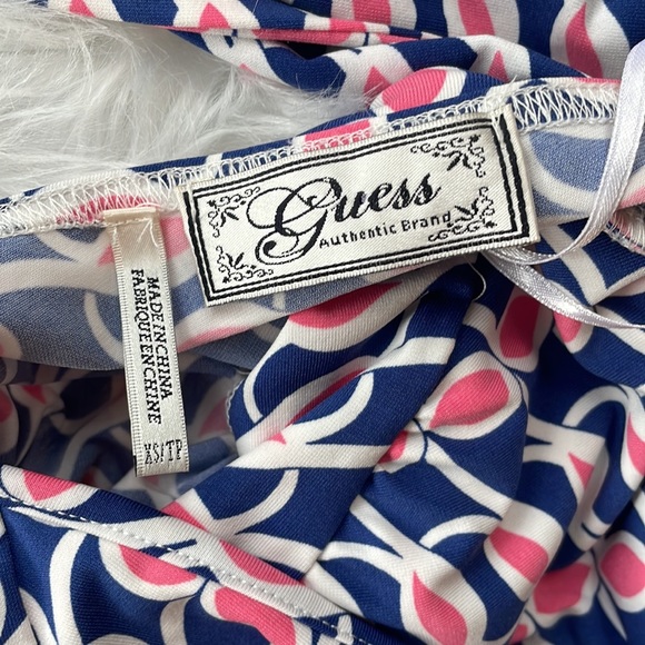 Guess XS Pink White Blue Criss Cross Open Back Halter Dress Fits Small t… - Picture 4 of 8